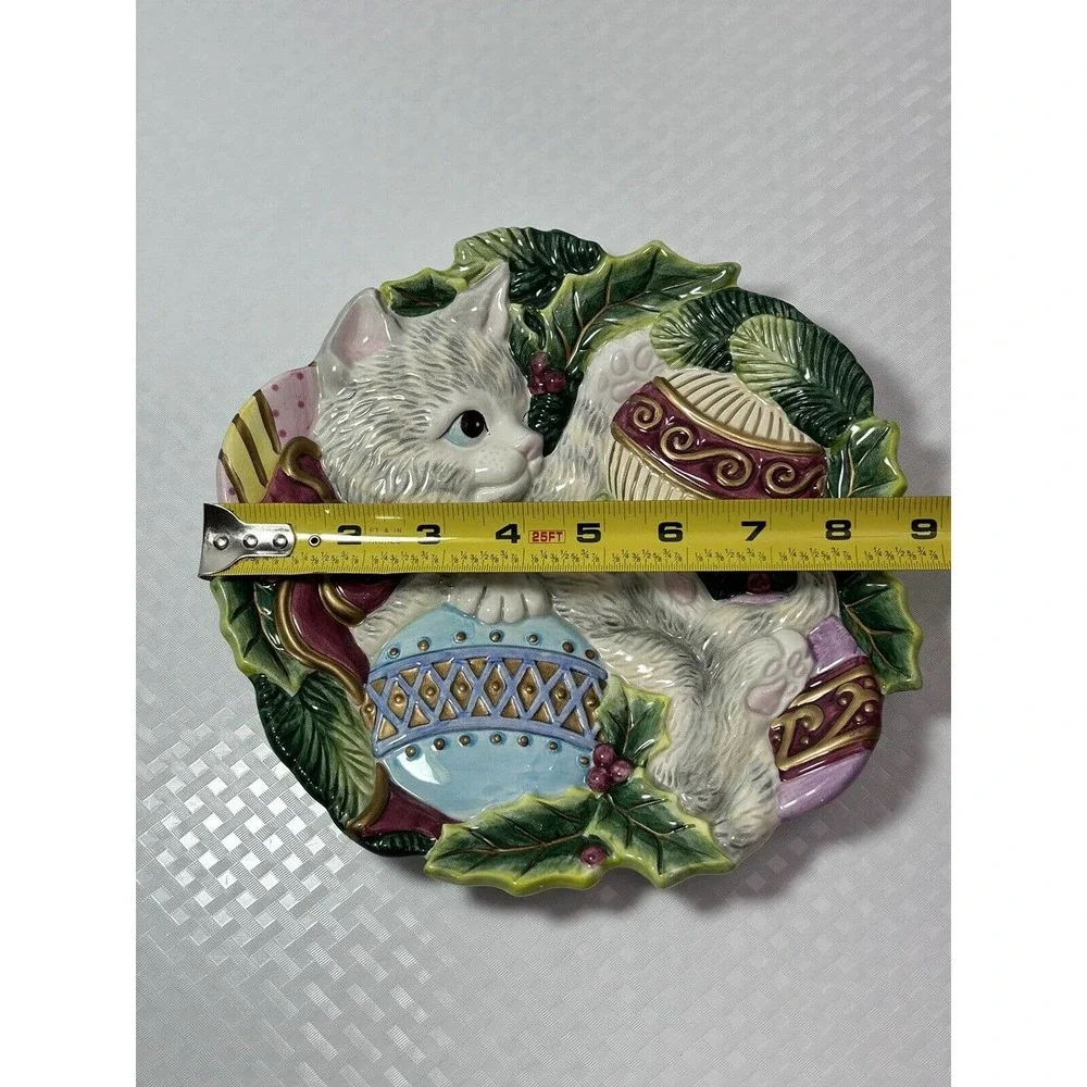 Fitz & Floyd Essentials Kristmas Kitty Cat Canape Plate Cookie Dish‎ Wall Decor
